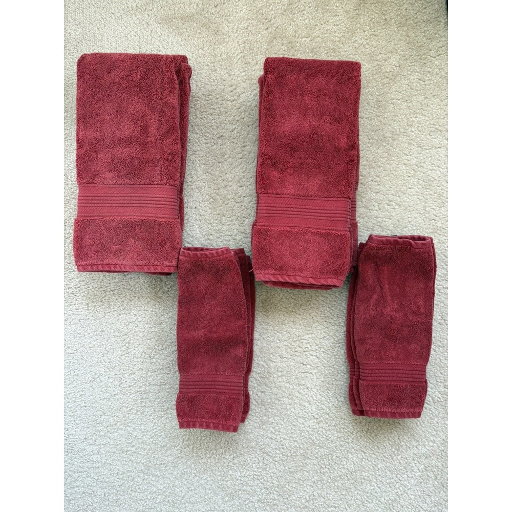 VTG Ralph Lauren Rust Red Towel Set Hand X 6, Wash Cloth X 8 100%Turkish Cotton